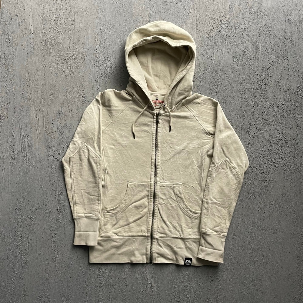 American Giant Full Zip Hooded Sweatshirt Women Medium Beige Modern